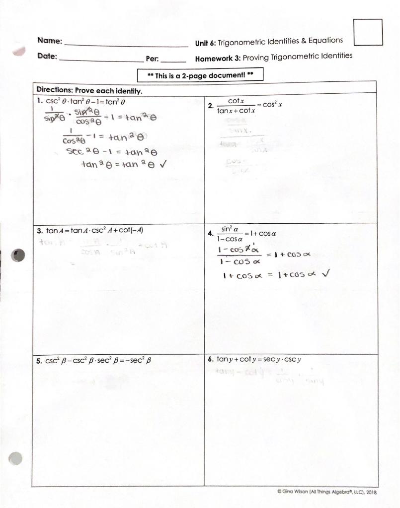 trigonometric functions homework answers