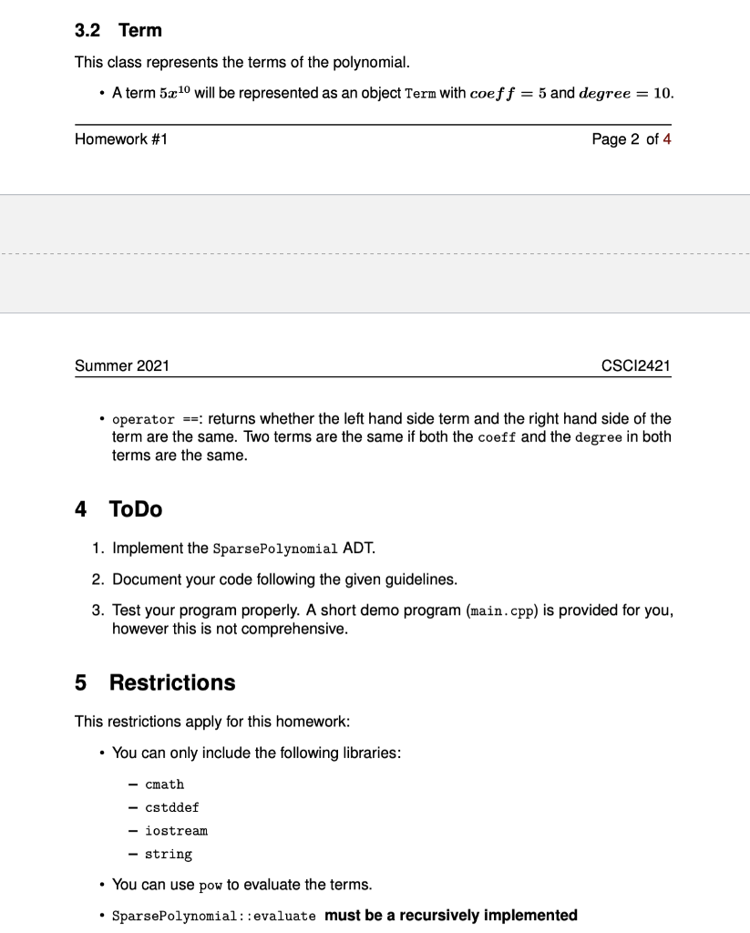 Solved 2 Problem Description You are asked to implement an | Chegg.com