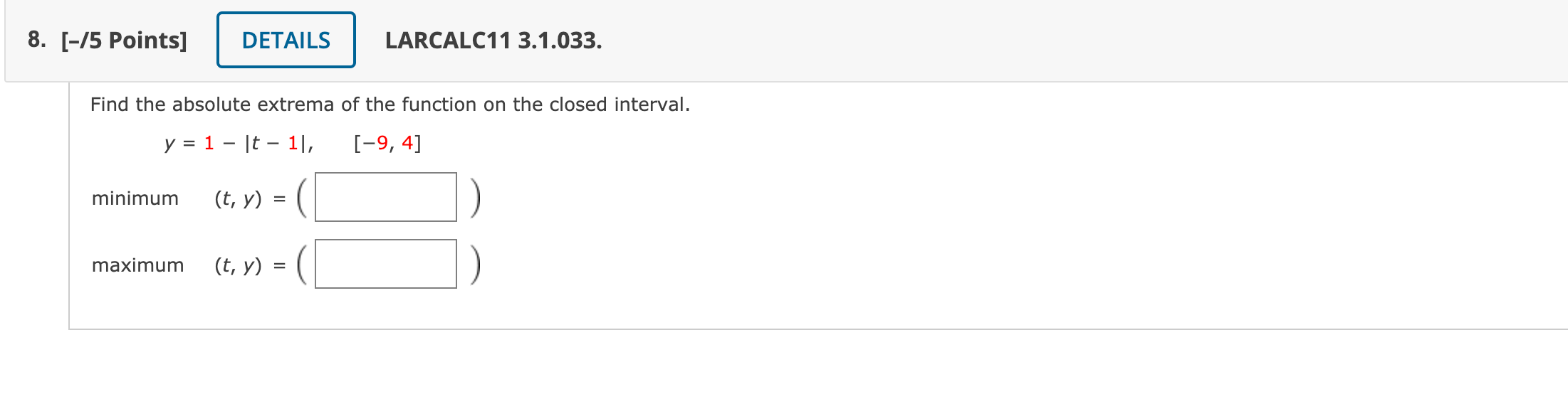 Solved 2. [0/5 Points] DETAILS PREVIOUS ANSWERS LARCALC11 | Chegg.com