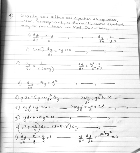 Solved Ordinary Differential Equations CH 2 Question 4 a-i | Chegg.com