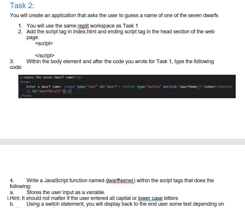 Solved Task 2: You will create an application that asks the | Chegg.com