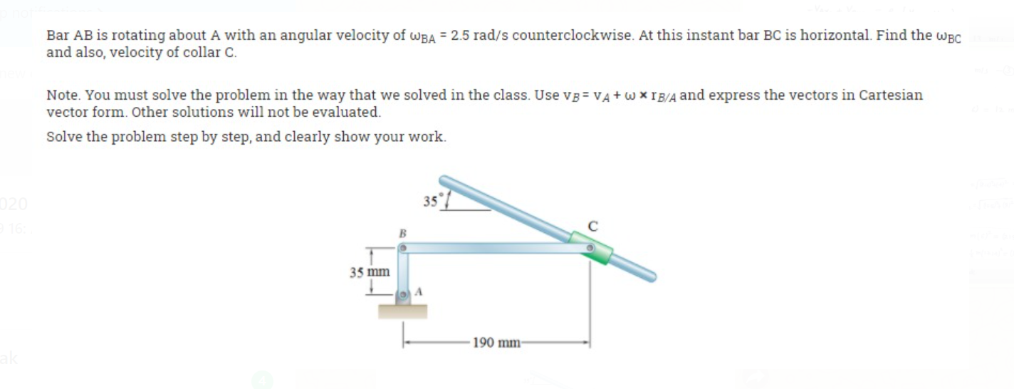 Solved Bar AB Is Rotating About A With An Angular Velocity | Chegg.com