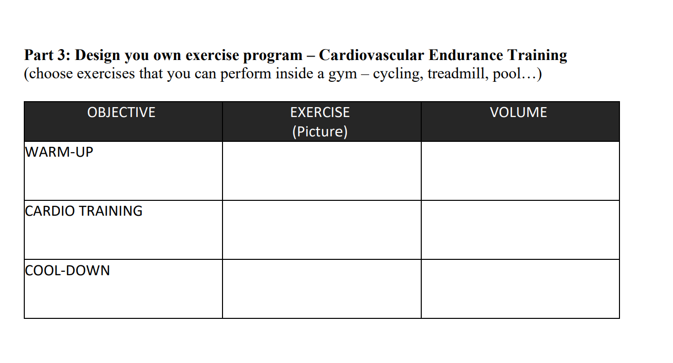 Endurance best sale exercise program