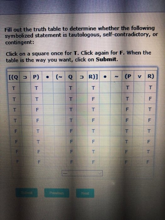 Solved Fill out the truth table to determine whether the | Chegg.com