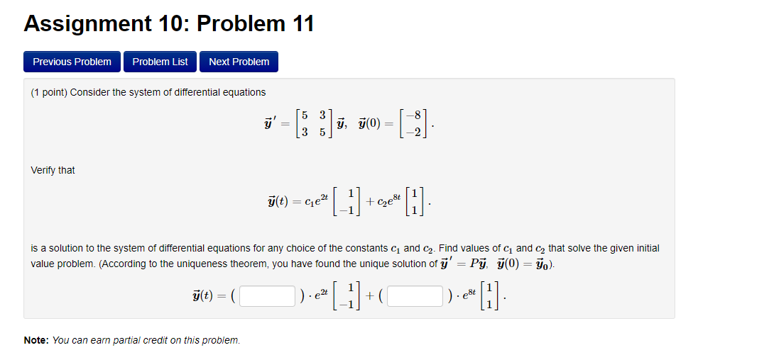 Solved Assignment 10: Problem 11 Previous Problem Problem | Chegg.com