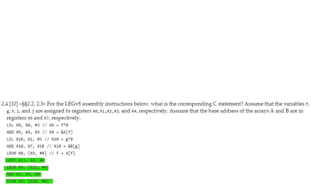 Solved 2.4[10] For the LEGv8 assembly