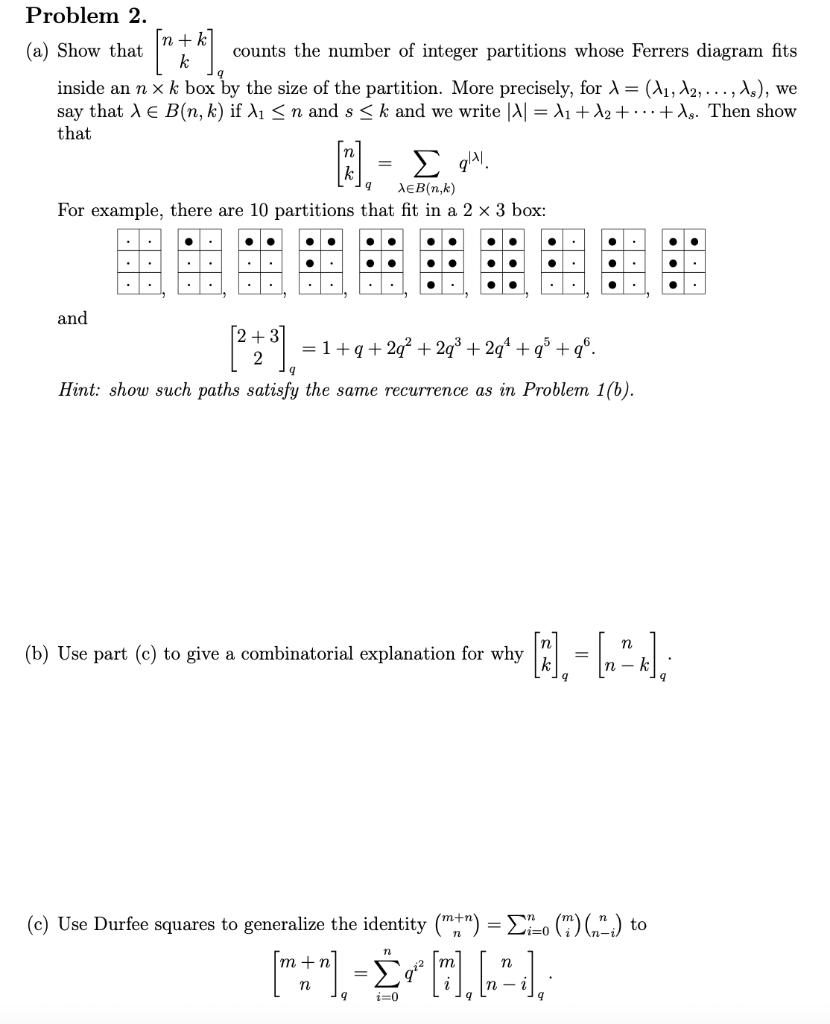 Solved Problem 2. Intk (a) Show that counts the number of | Chegg.com