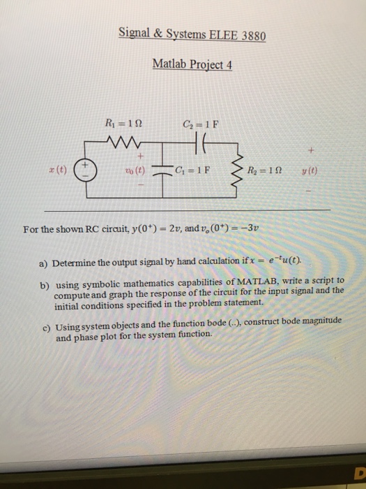 Solved For The Shown Rc Circuit Y 0 2 Upsilon And