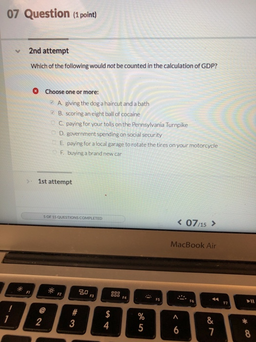 Solved 07 Question (1 point) 2nd attempt Which of the | Chegg.com