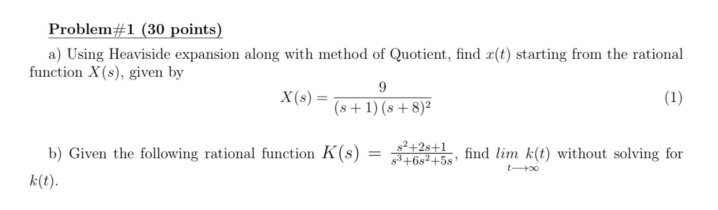 Solved a) Using Heaviside expansion along with method of | Chegg.com