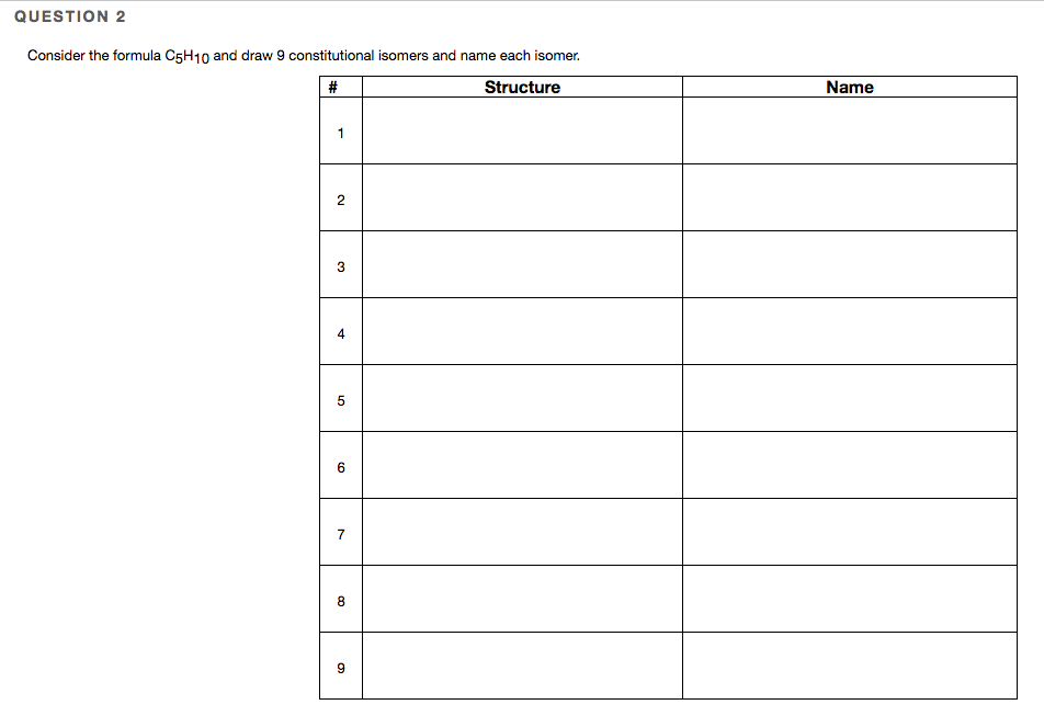 Solved Consider the formula C5H10, draw 9 constitutional | Chegg.com