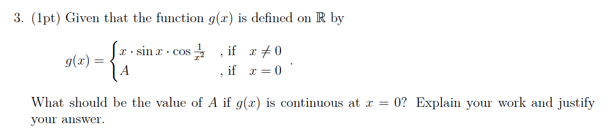 Solved 3. (1pt) Given that the function g(x) is defined on R | Chegg.com