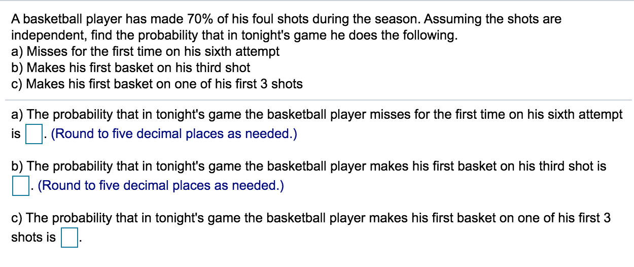 Solved A basketball player has made 70 of his foul shots