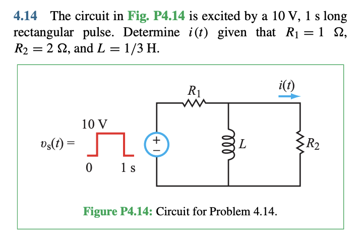 Solved 4.14 The Circuit In Fig. P4.14 Is Excited By A 10 V, | Chegg.com