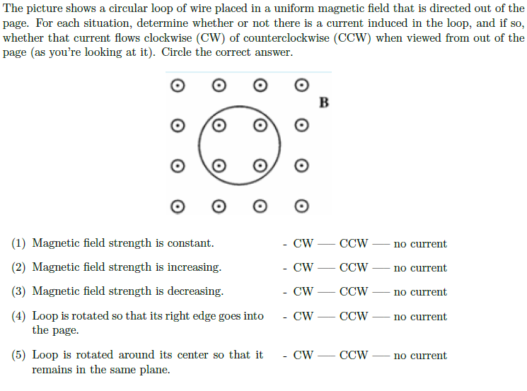 Solved The picture shows a circular loop of wire placed in a | Chegg.com