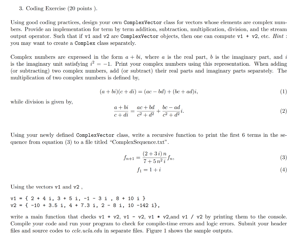 3. Coding Exercise (20 points ). Using good coding | Chegg.com