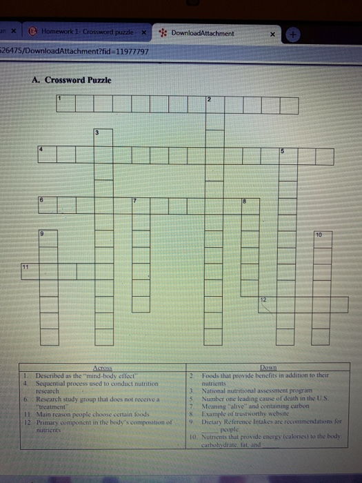 Homework 1 Crossword puzzle in X DownloadAttachment Chegg com