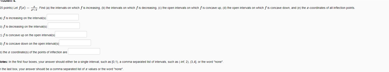 Solved 25 points) Let f(x) = x2 Find (a) the intervals on | Chegg.com