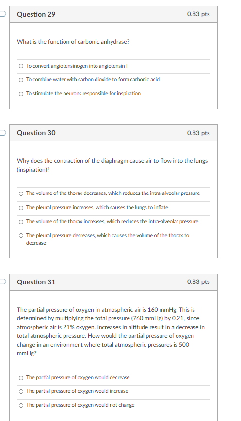 Solved Question 29 0.83 pts What is the function of carbonic | Chegg.com
