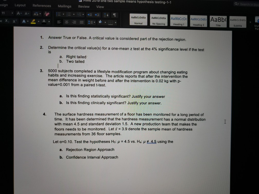 Solved HW8 2019 8hë two sample means hypothesis testing-1-1 | Chegg.com