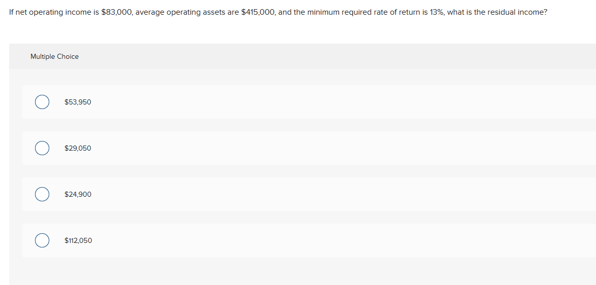 Solved If net operating income is $83,000, average operating | Chegg.com