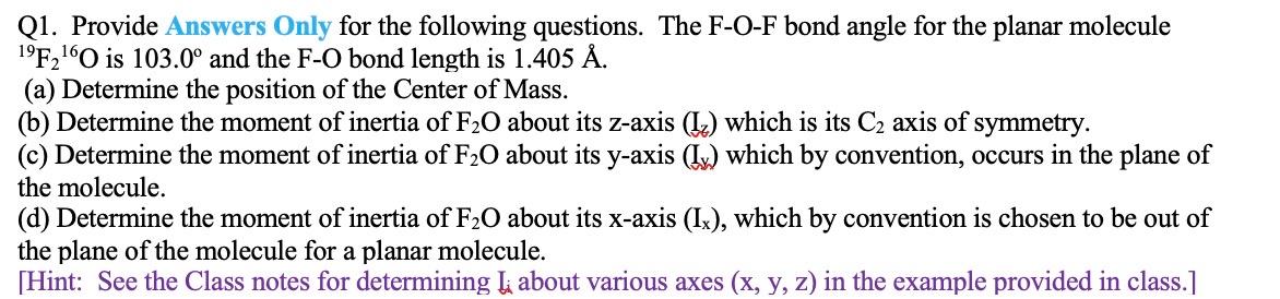 Solved Q1. Provide Answers Only for the following questions. | Chegg.com