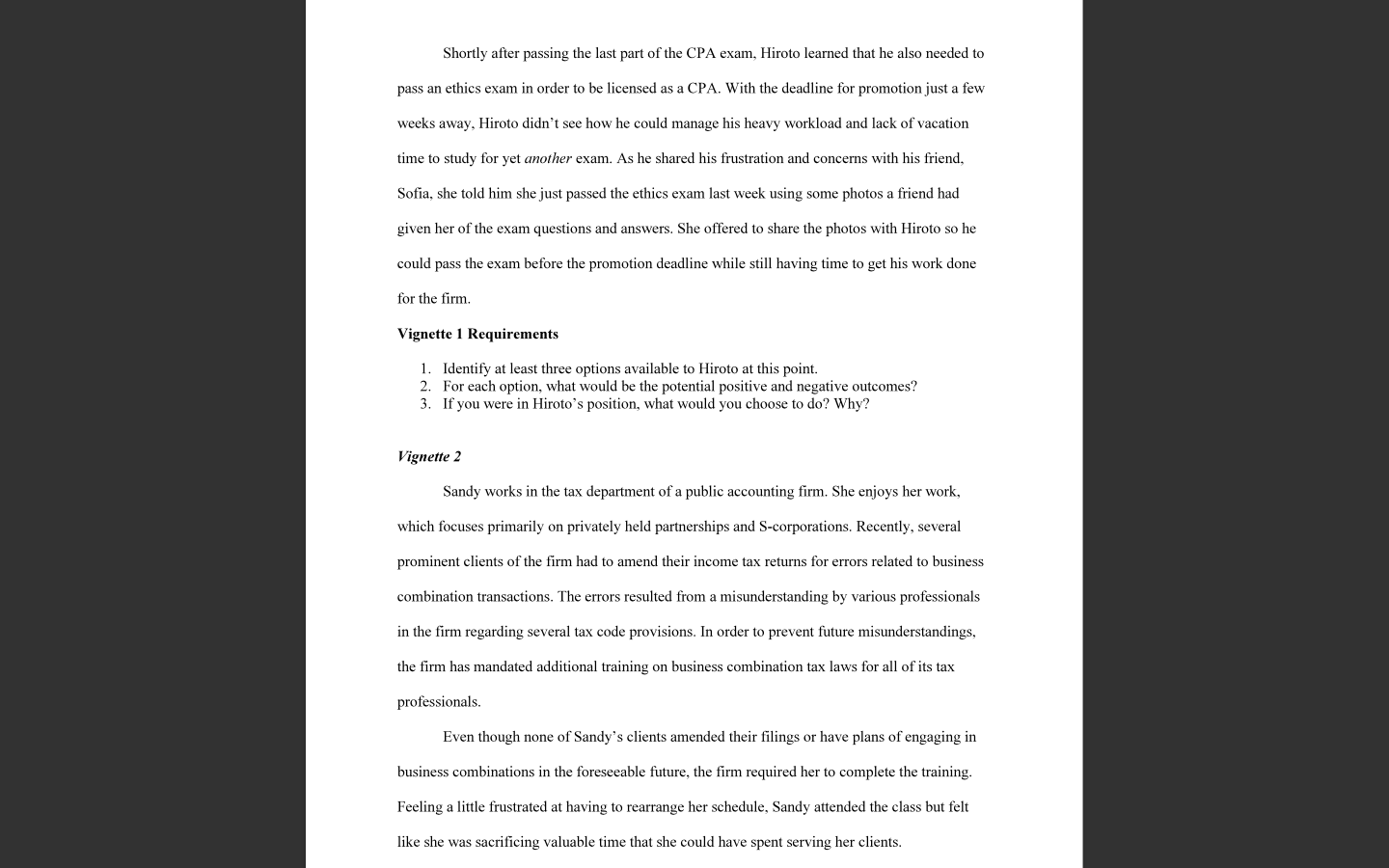 read the three and prepare written