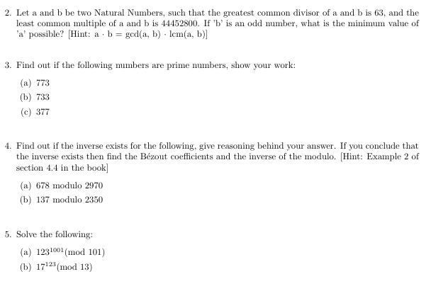 Solved 2. Let A And B Be Two Natural Numbers, Such That The | Chegg.com