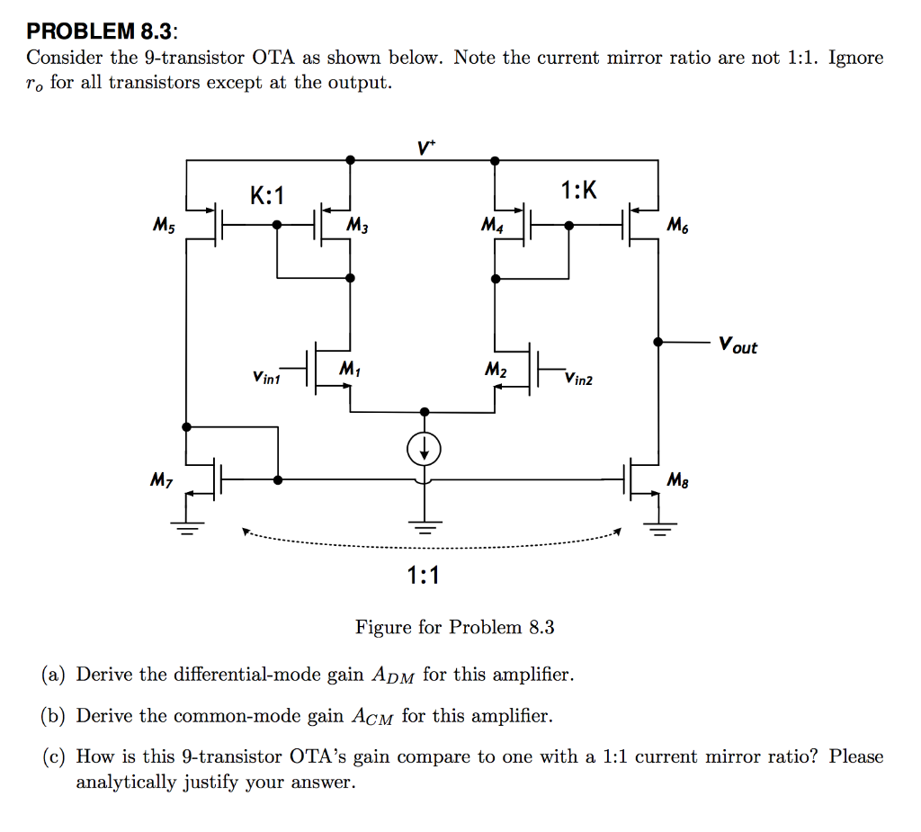 Problem 8 3 Consider The 9 Transistor Ota As Show Chegg Com