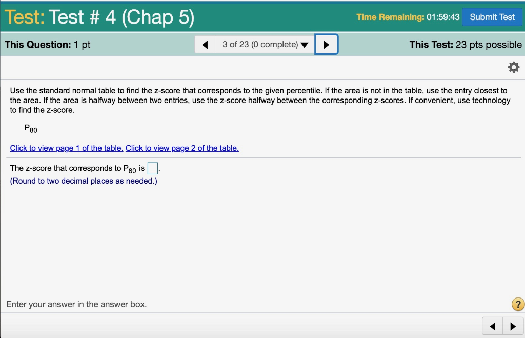 Solved Test: Test # 4 (Chap 5) Time Remaining: 01:59:43 | Chegg.com