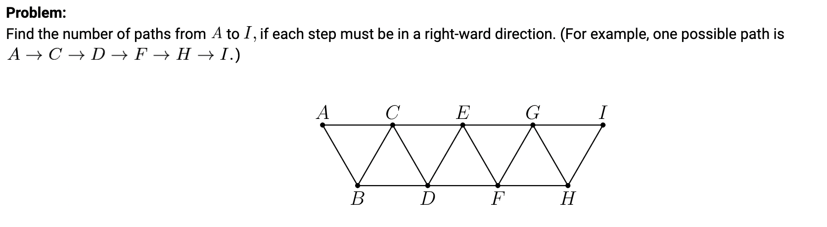 Find the number of paths from A to I, if each step | Chegg.com
