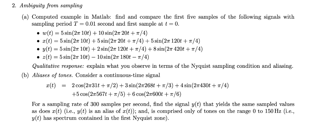 2. Ambiguity from sampling (a) Computed example in | Chegg.com