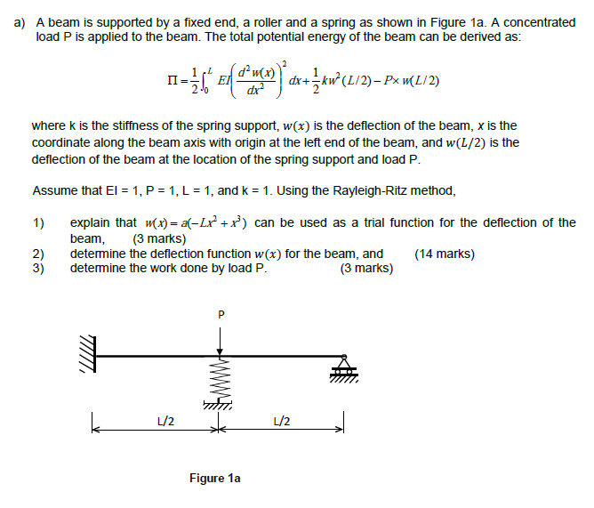 Solved a) A beam is supported by a fixed end, a roller and a | Chegg.com