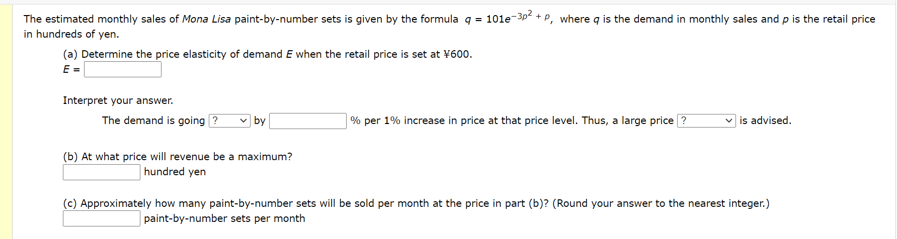 Solved The Estimated Monthly Sales Of Mona Lisa | Chegg.com