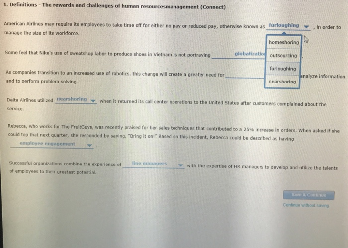 Solved 1. Definitions- The rewards and challenges of human | Chegg.com