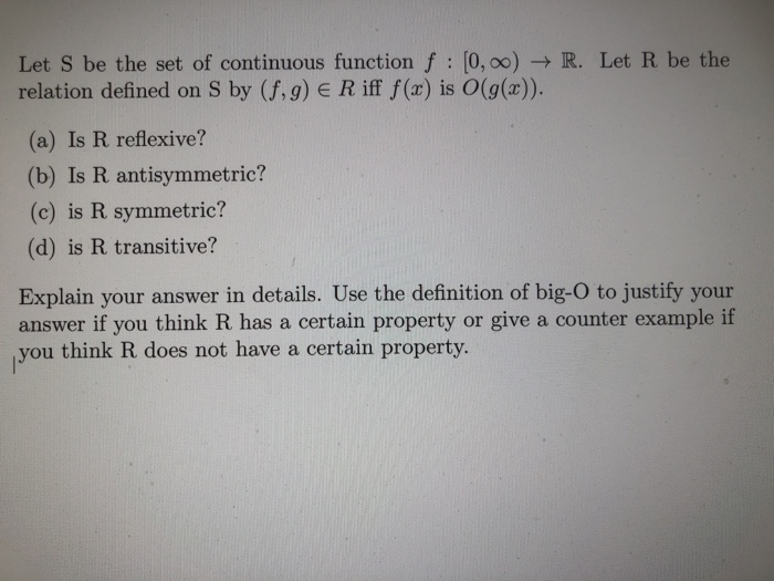 Solved Let S Be The Set Of Continuous Function F : [0, 00)R. | Chegg.com