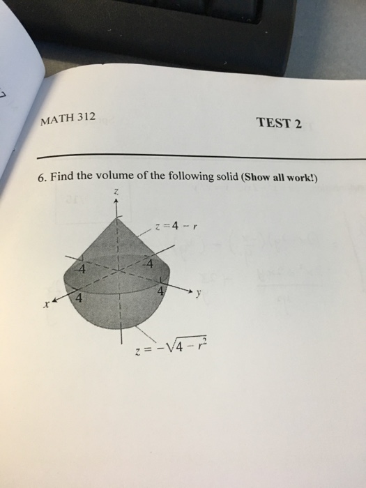 Solved Find The Volume Of The Following Solid () | Chegg.com