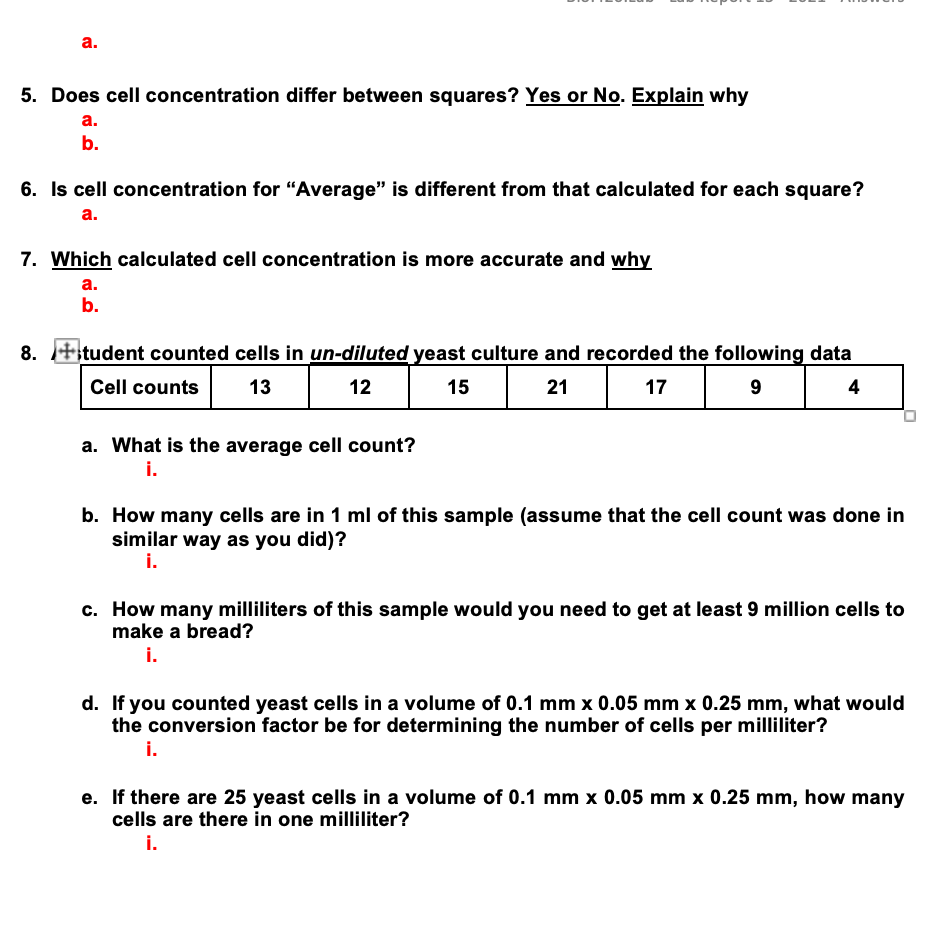 Solved Lab Report 15 RESULTS Fill in the results of cell | Chegg.com