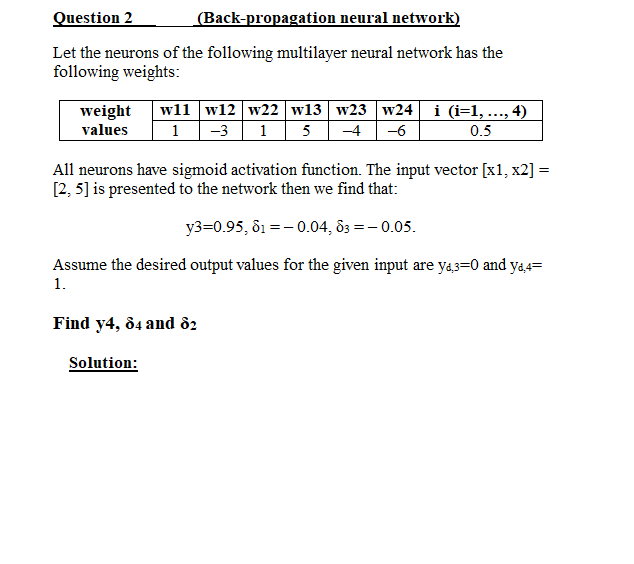 Question 2 (Back-propagation neural network) Let the | Chegg.com