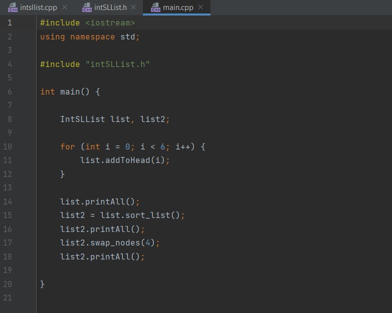 Solved Q1: Write a member function into given IntSLList | Chegg.com