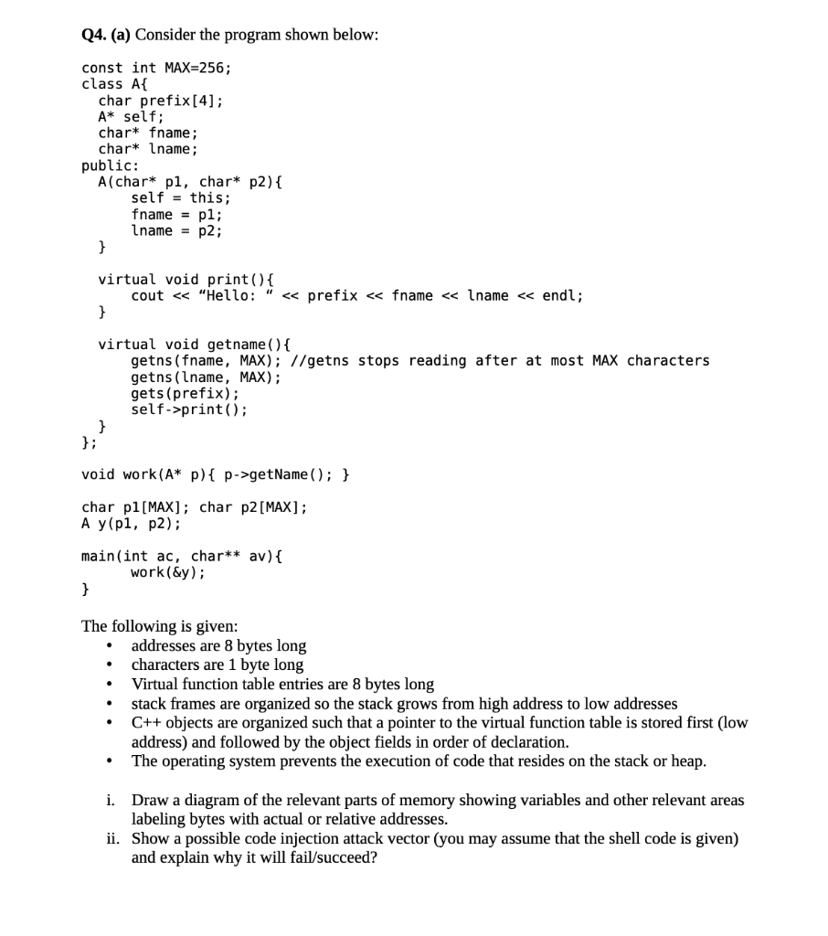 Solved Q4. (a) Consider the program shown below: const int | Chegg.com