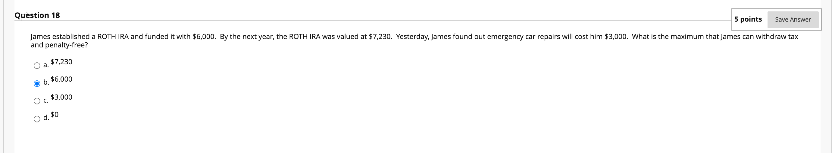 Solved Question 18 5 points Save Answer James established a | Chegg.com