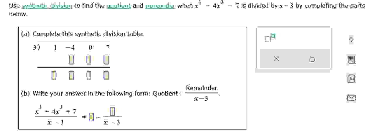 Solved below.(a) ﻿Complete this synthetic division | Chegg.com