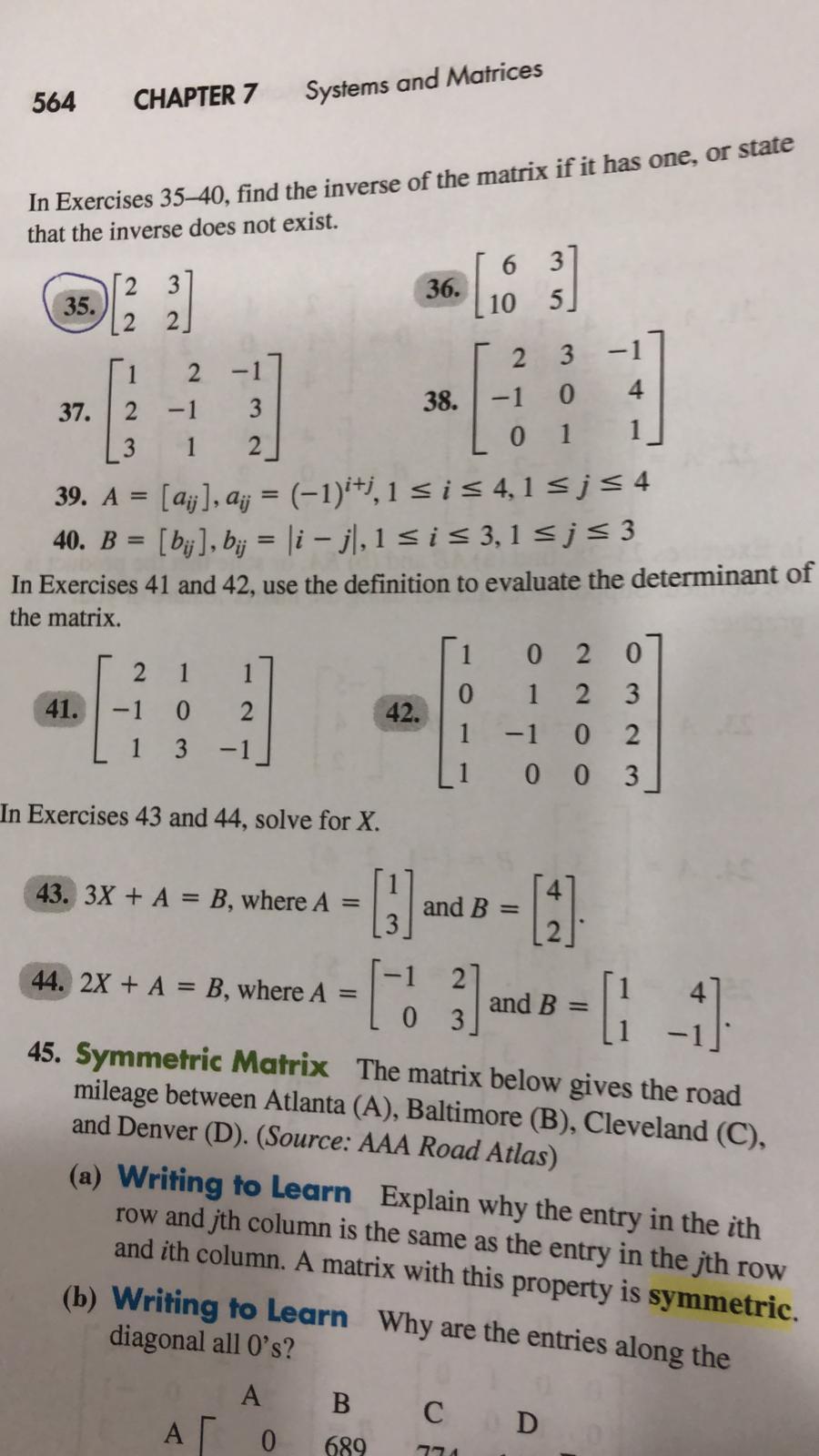 Solved 564 CHAPTER 7 Systems and Matrices In Exercises | Chegg.com