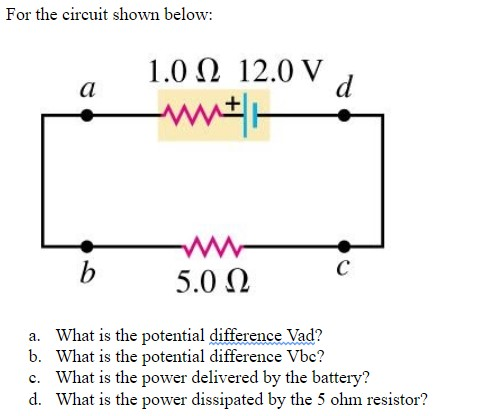 Solved For The Circuit Shown Below: A. What Is The Potential | Chegg.com