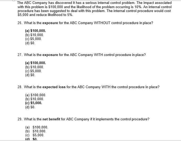 Solved The ABC Company has discovered it has a serious | Chegg.com