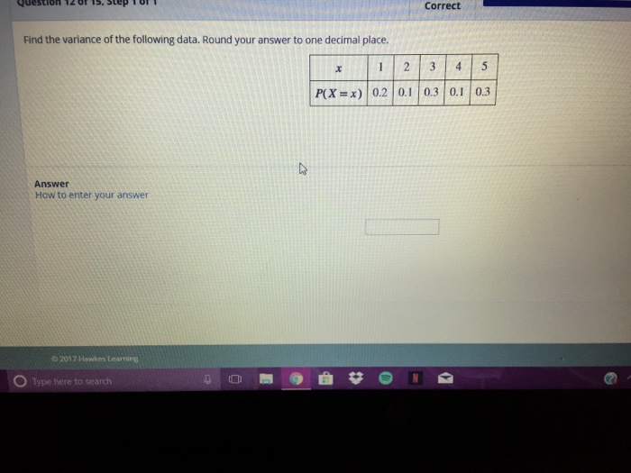 Solved S,Step TT Correct Find the variance of the following | Chegg.com