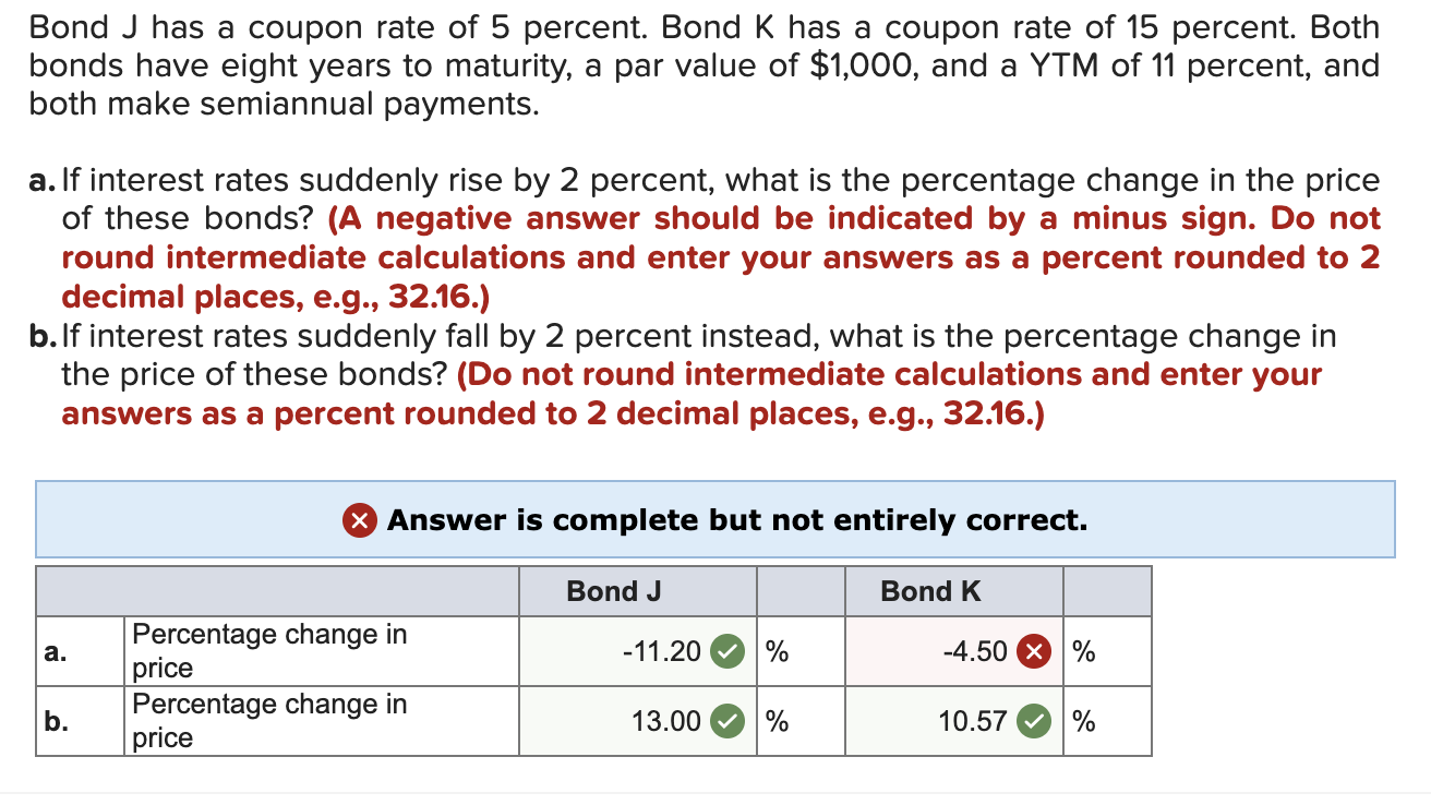 Solved Bond J Has A Coupon Rate Of 5 Percent. Bond K Has A | Chegg.com