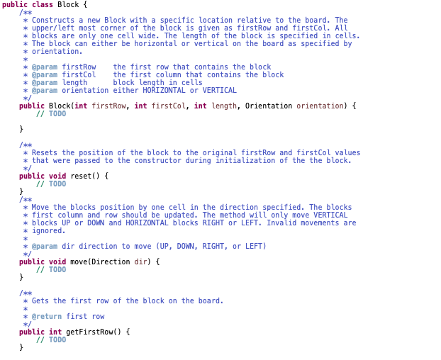 Solved public class Block { * Constructs a new Block with a | Chegg.com