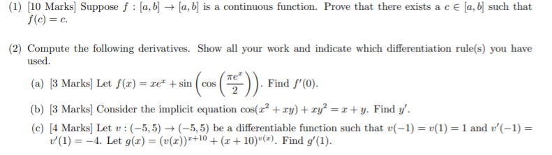 Solved (1) [10 Marks] Suppose f : [a,b] → [a, b] is a | Chegg.com